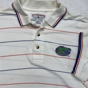 Florida Gators Polo Shirt‎ Boca Classics UF White With Blue Orange Stripes XL